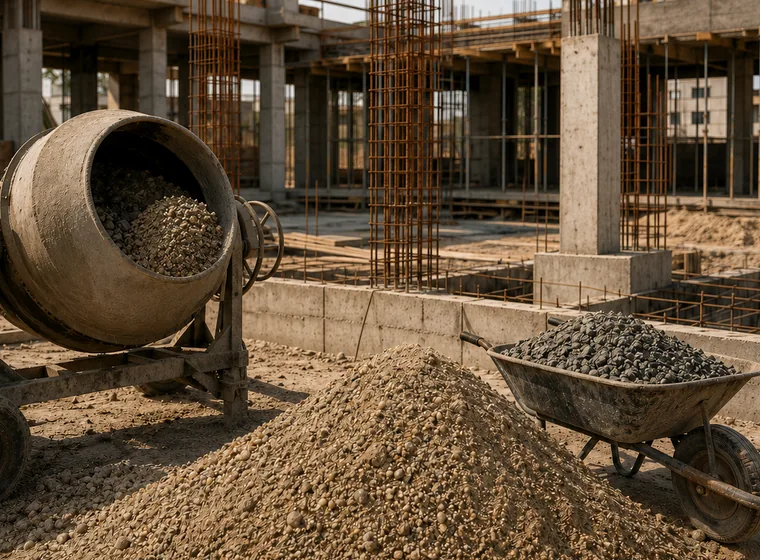 Agregados para concreto e estrutura de obras
